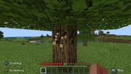 The most important thing to do upon entering a Survival world is to start punching nearby trees for logs (Image via Mojang)